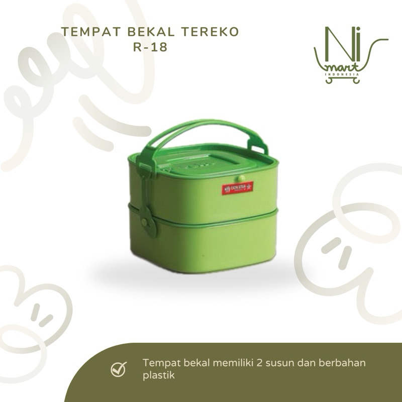 TEREKO FOOD CARIER SUSUN 2 (R-18) LION STAR | RANTANG BEKAL KOTAK PIKNIK TEMPAT PENYIMPANAN MAKANAN