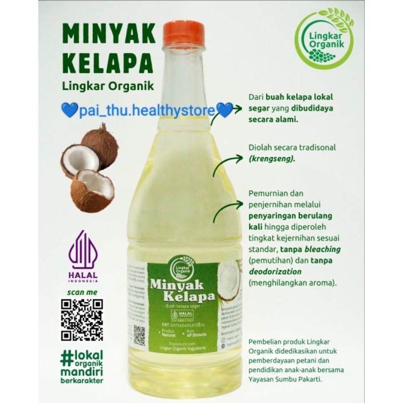 

Lingkar Organik minyak kelapa/minyak goreng kelapa sehat /coconut oil@1 liter