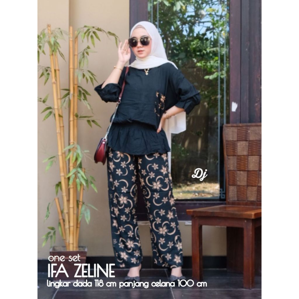 Fairyrozi One Set Wanita Ifa Zeline Warna Hijau Botol Allsize Bahan Adem Super Premium