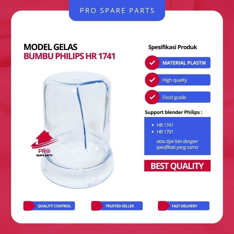 Model Gelas BUMBU Philips HR 1741/1791 - Sparepart Gelas Mill Blender Philips