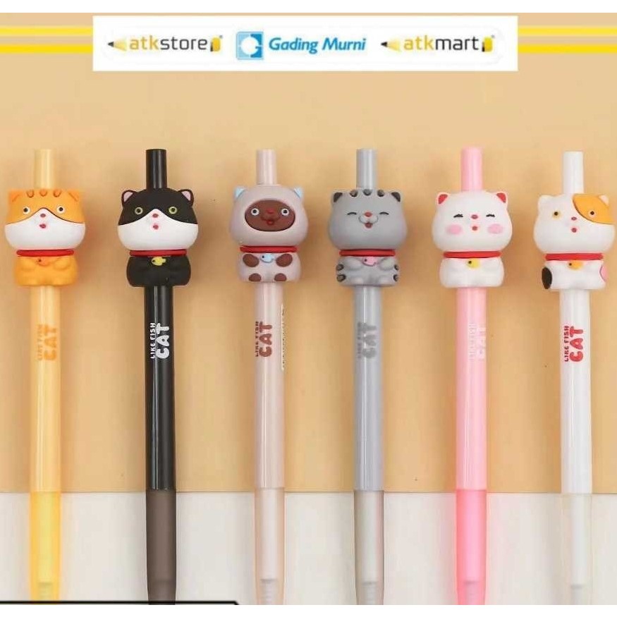 

SOFUN BALLPOINT CLICK GEL ZF3633-1 CAT KARAKTER KUCING LUCU - BULPEN - PULPEN