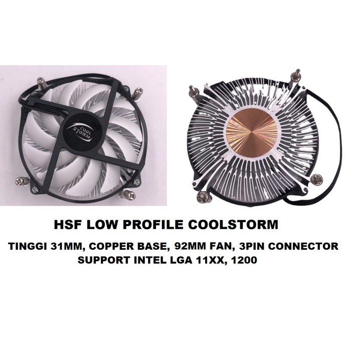 COOLSTORM Low Profile HSF CPU Cooler Intel LGA Core i5 i7 Tembaga 31mm