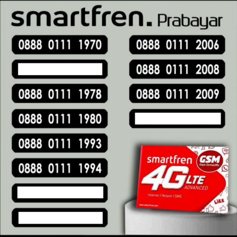 Nomor Cantik Kartu Perdana Prabayar Seri Tahun Lahir (Telkomsel-Indosat-Tri-XL- Smartfren)
