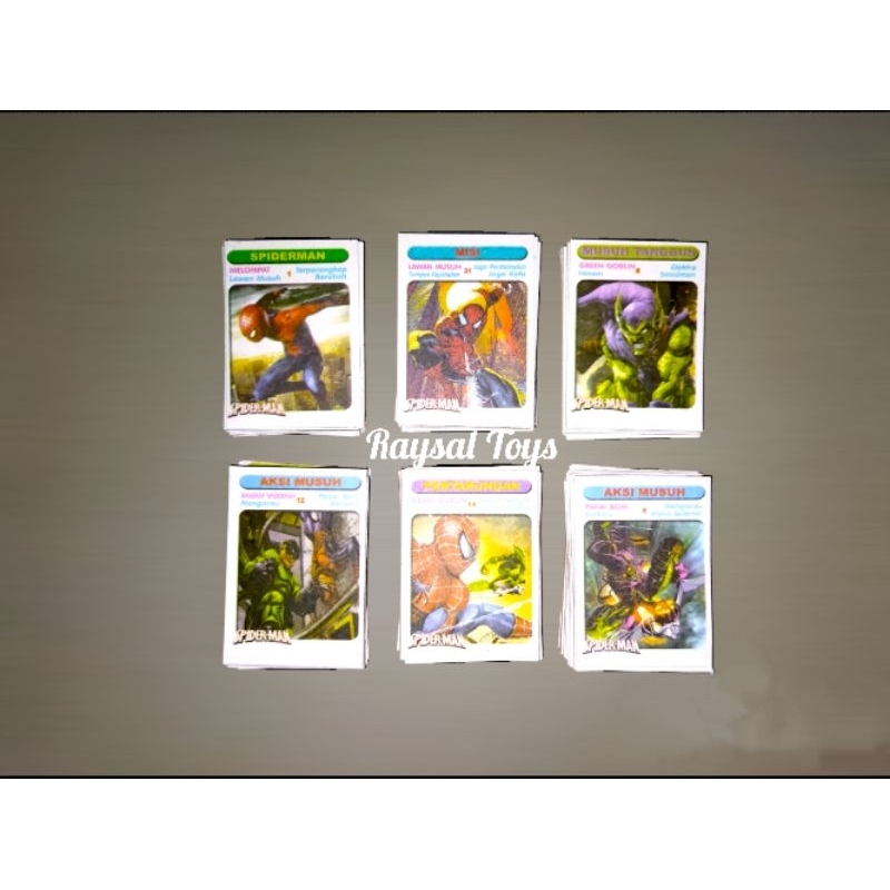 Mainan kartu kwartet atau gambaran karakter Spiderman isi 320