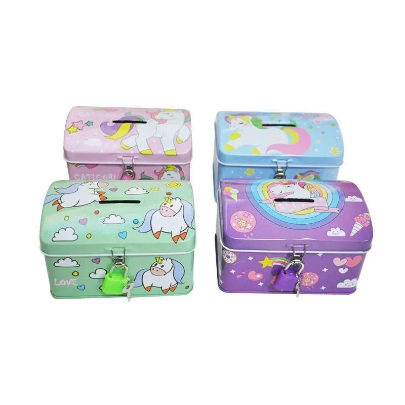 Celengan Kaleng Kunci Gembok Kotak Buka Tutup Unicorn