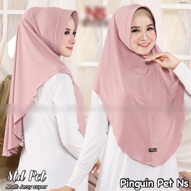 Ellena hijab jilbab pinguin jersey ns hijab size L