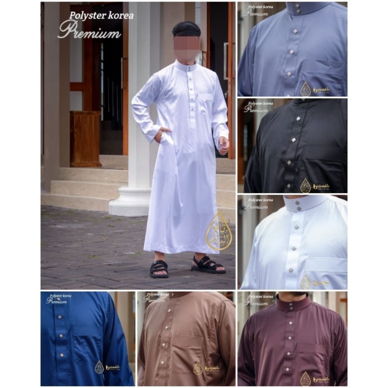 JUBAH PREMIUM NON MANSET, KAIN POLYSTER KOREA KANCING PREMIUM