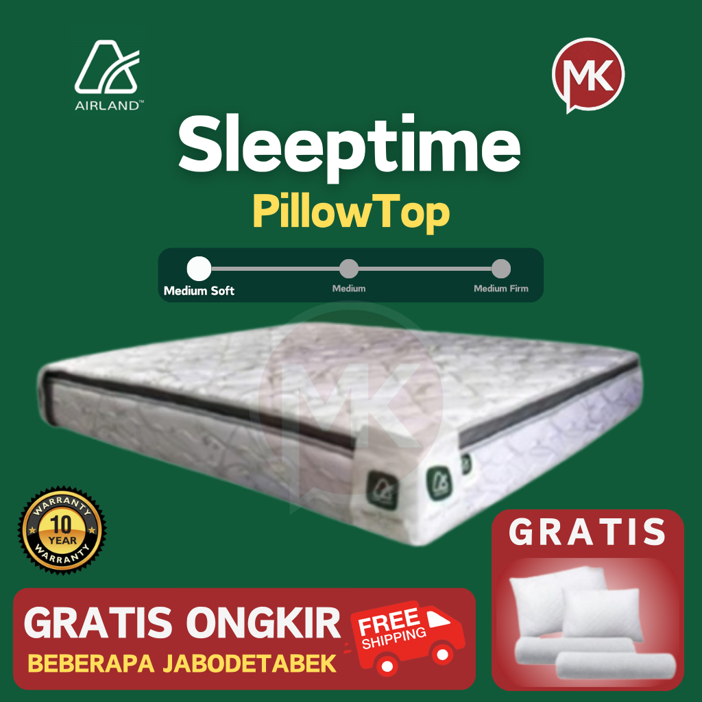 Kasur Springbed Pillowtop Plushtop Airland Sleeptime 90x200 100x200 120x200 140x200 160x200 180x200 200x200