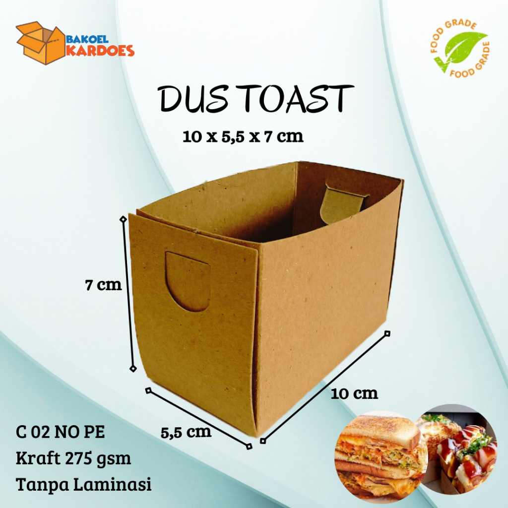

Kardus Toast C 02 Uk 10x5,5x7 cm Tanpa laminasi