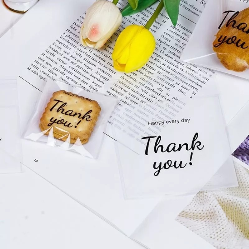 

10x10cm plastik OPP cookies kue donut permen plastik OPP SEAL perekat