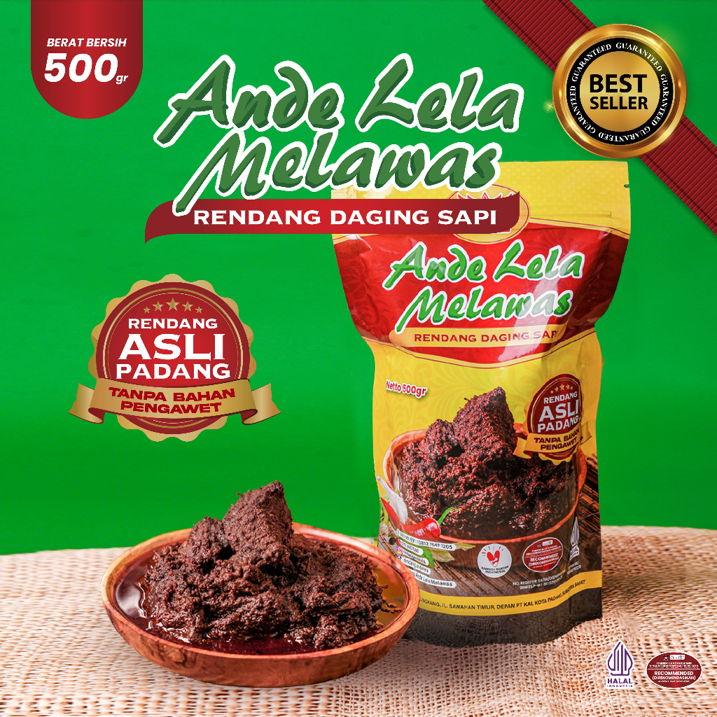 

[ 500 Gr ] Rendang Daging Sapi Asli Padang "Ande Lela Melawas" Khas Silungkang Sumatera Barat | Rendang Asli Padang | Makanan Siap Saji | Rendang Instan | Masakan Padang