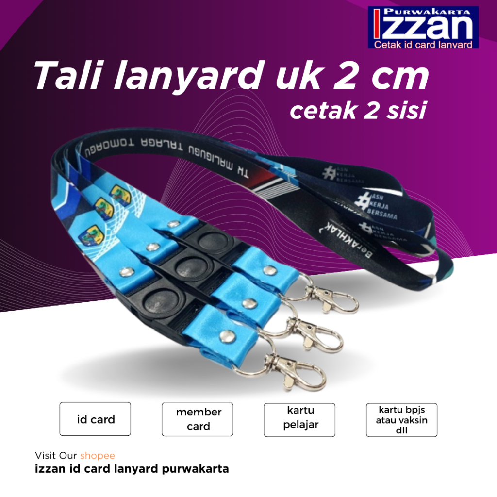 

custom lanyard sublim 2cm full color 2sisi, cetak tali lanyard print