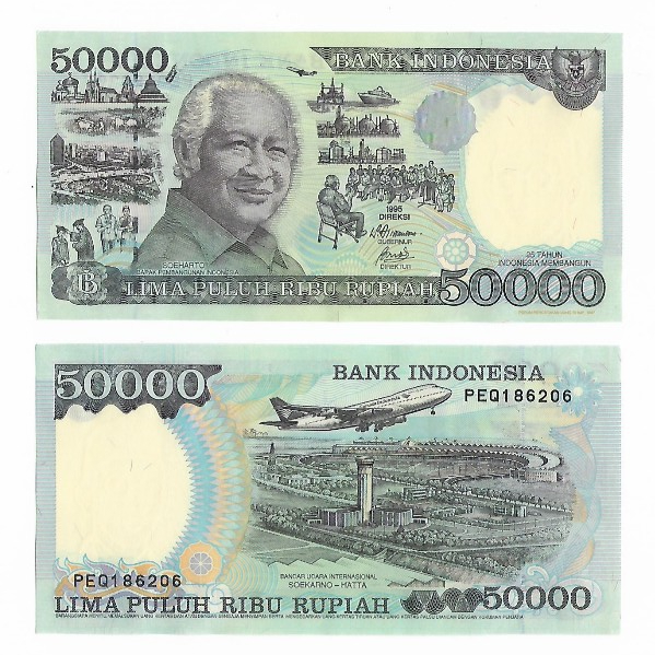 Uang Kuno Indonesia 50000 Rupiah 1995 Soeharto UNC