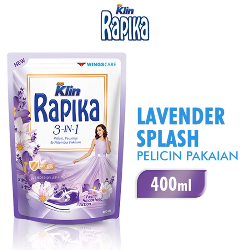 Rapika 3-in-1 Refill Pewangi Pelicin Pakaian 400 ml - Forever Blossom / Green Meadow / Lavender Spla