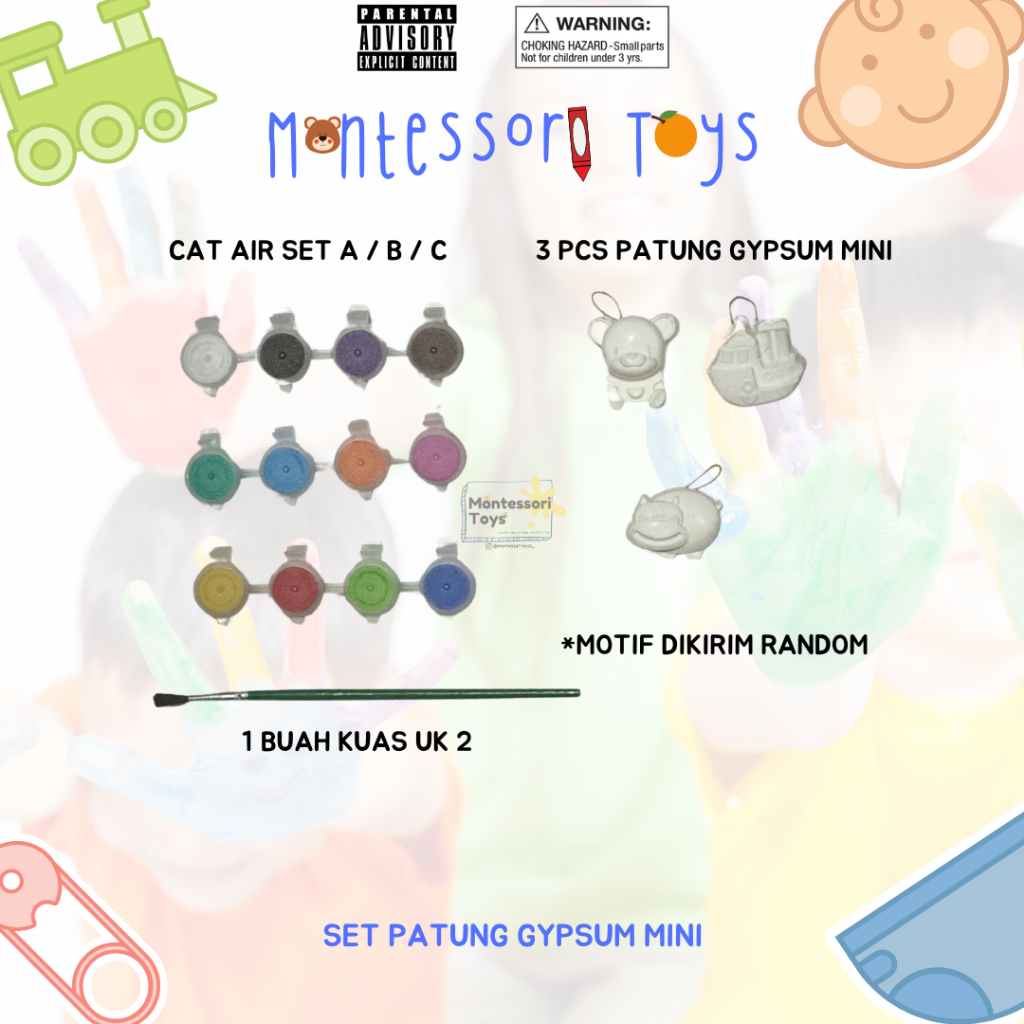 [UKURAN MINI] HAMPERS ULANG TAHUN / ULTAH MAINAN PATUNG GYPSUM MIN LENGKAP CAT AIR KUAS