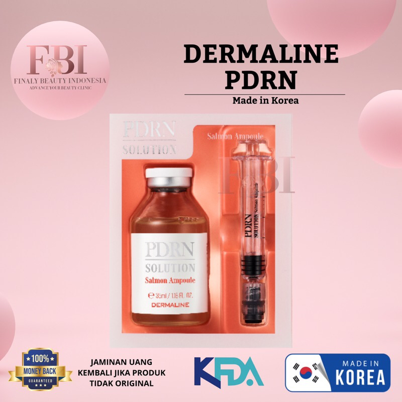 PDRN DERMALINE Solution DNA SALMON Ampoule 35ml 10000 ppm Pencerah Anti Aging Pemudar Flek Skin Care