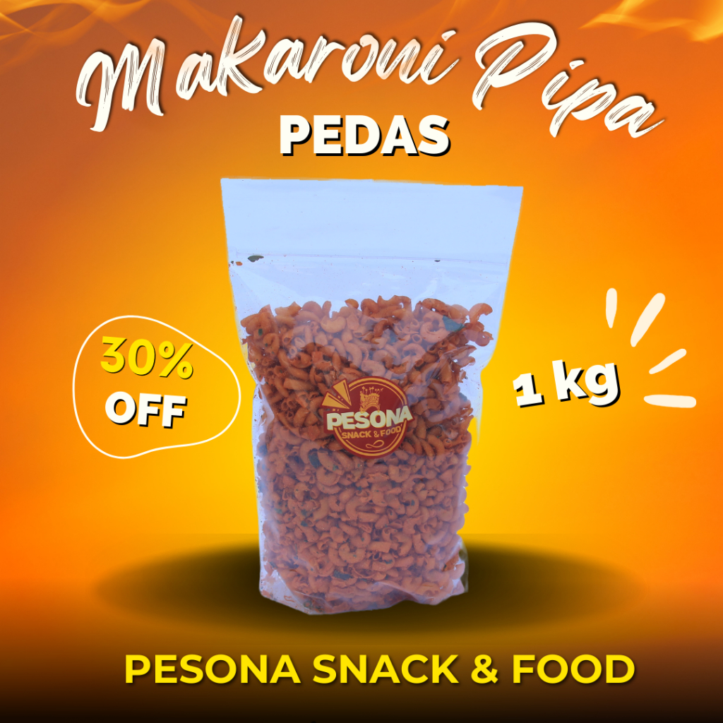 

[PROMO] Makaroni Pipa Renyah Pedas By Pesona Snack - 1Kg