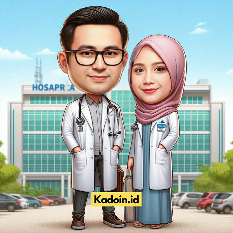 Jasa Edit Karikatur AI Dokter Untuk Kado Ulang Tahun/Wisuda/Anniversary/Pernikahan dll