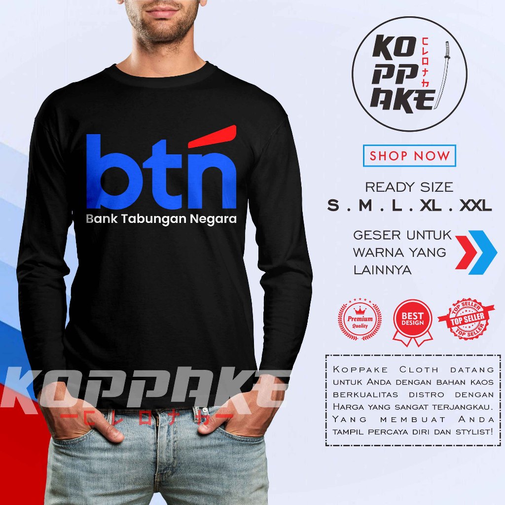 Kaos BANK BTN Logo Baru Lengan Panjang Baju Distro