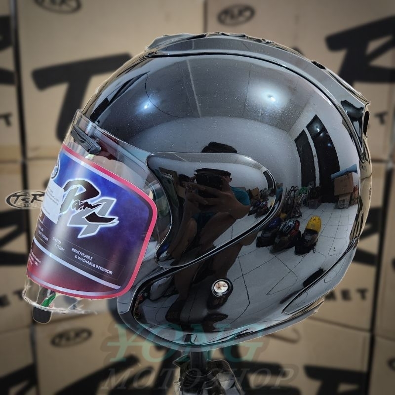 Helm TSR Ram 4 HITAM Glass Black Original Half Face TSR Helmet Ram4