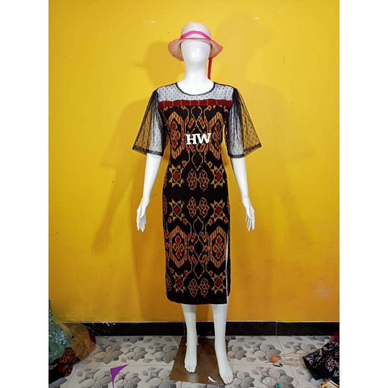 DRESS TENUN MIK TILE DOT HITAM