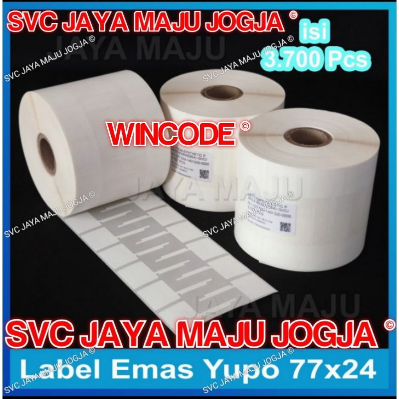 

[ WINCODE ] 77 X 24 - 2 LINE YUPO SYNTHETIC - FACE IN - ISI 3.700 PCS || CORE 1" || LABEL BARCODE THERMAL TRANSFER - LABEL JEWELRY PERHIASAN BERLIAN DIAMOND EMAS GOLD SILVER - OPTIK KACAMATA || 77X24 - C342C C342 C C 342C C 342 C