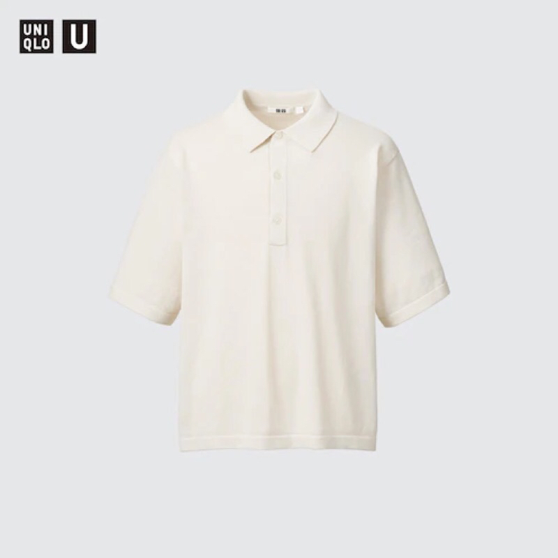 UNIQLO U Men Knitted Polo Shirt Kaos Rajut Pria Lengan Pendek