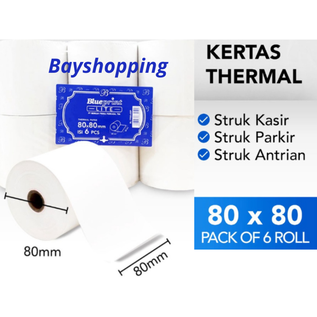 

KERTAS THERMAL BLUEPRINT ROLL 80X80 (1 PAK ISI 6 ROLL)