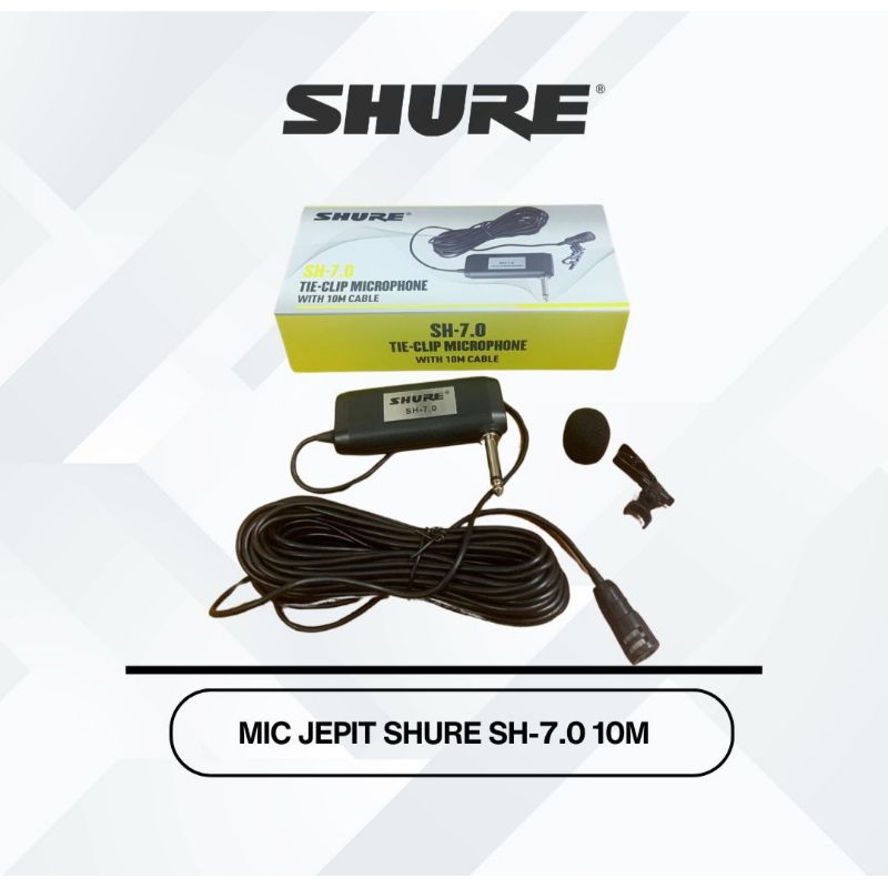 Mik Kancing Shure SH 7.0 /Sh 888 Mic Jepit Clip On Panjang Kabel 10 Meter Mic Imam Mikropon Jepit Mi