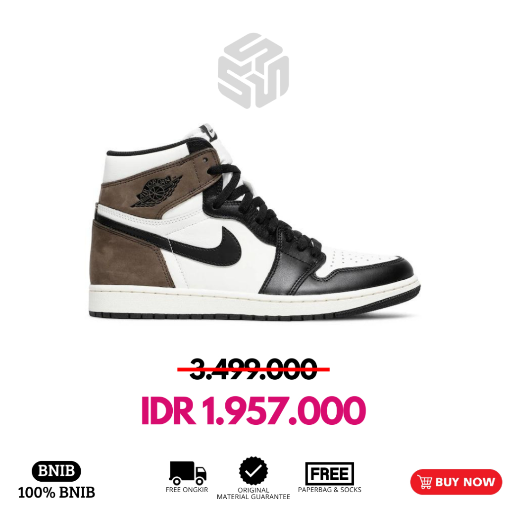 Sepatu Nike Air Jordan 1 Retro High 'Dark Mocha' BNIB 100% Authentic