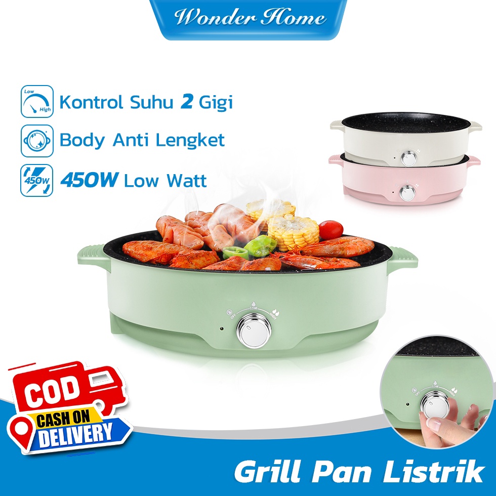 ART U9C Grill Pan Panggangan BBQ Panci Listrik 45W Low Watt Kenop Kontrol Suhu 2 Gigi Kekuatan Api G