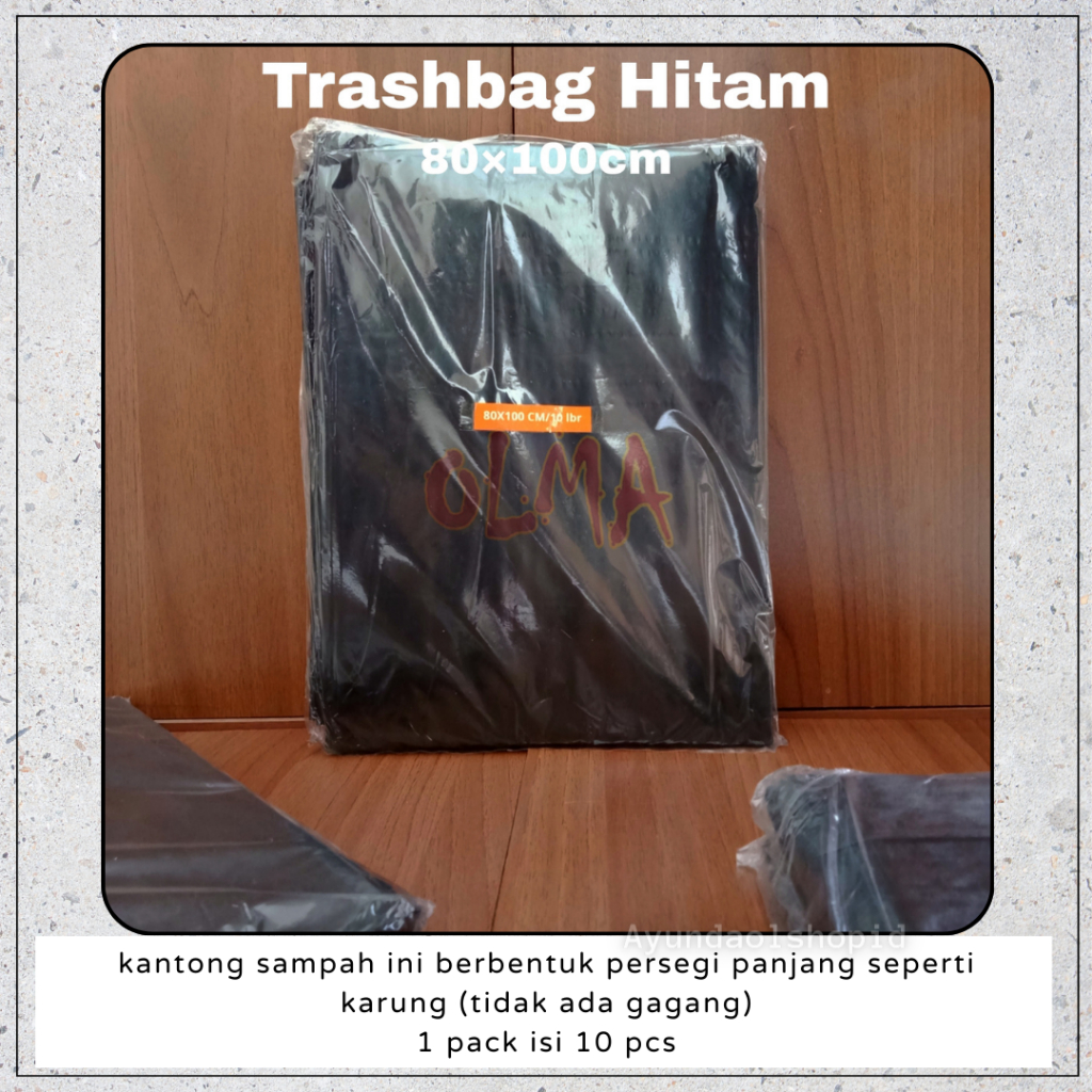 kantong sampah plastik trashbag hitam 80x100cm isi 10 pcs kresek limbah medis restoran