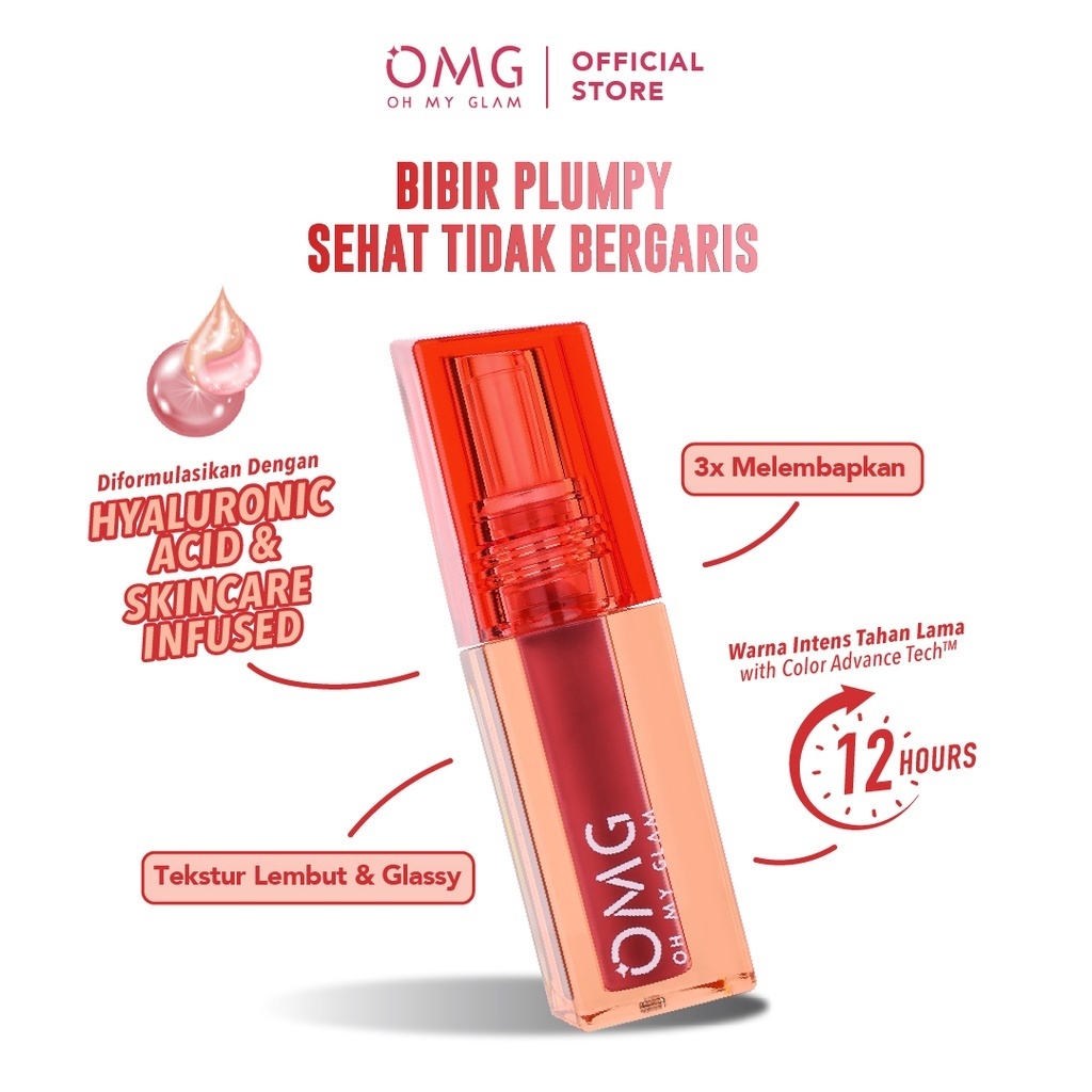 OMG Glassy Lip Tint 2g - Lip Tint Warna Intense Tahan 12 Jam