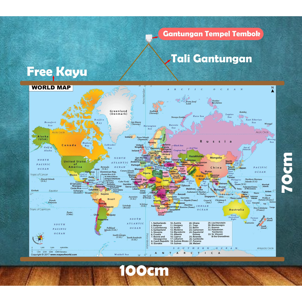 PAJANGAN DINDING PETA DUNIA UKURAN BESAR