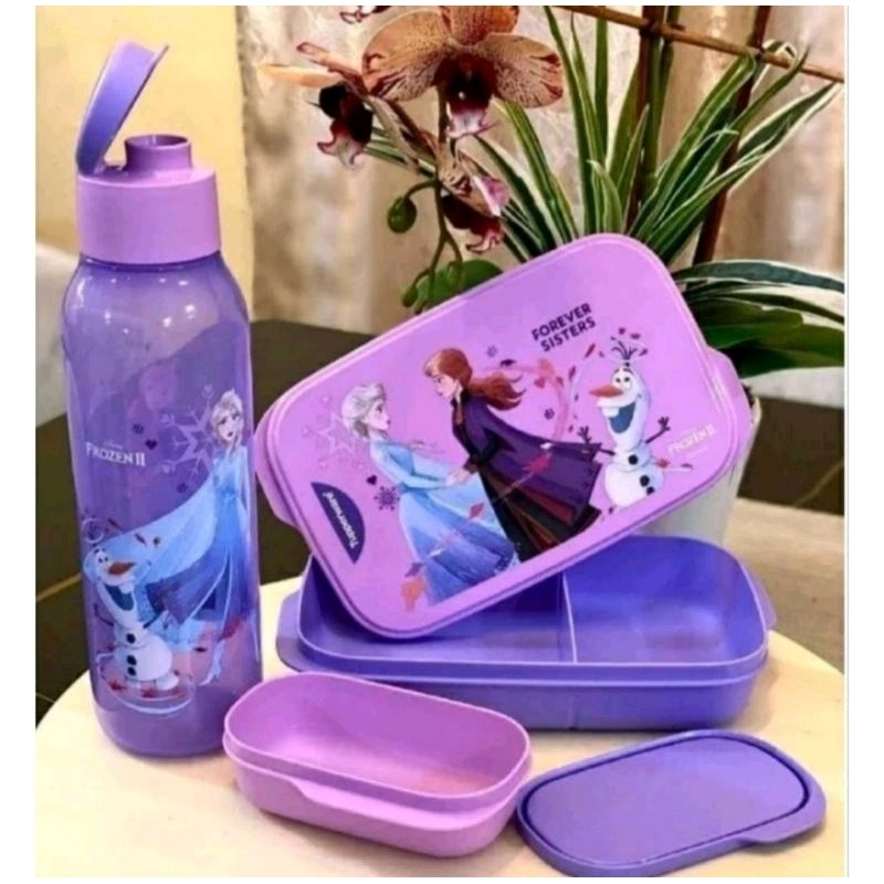 lunch set box frozen+botol tupperware new original
