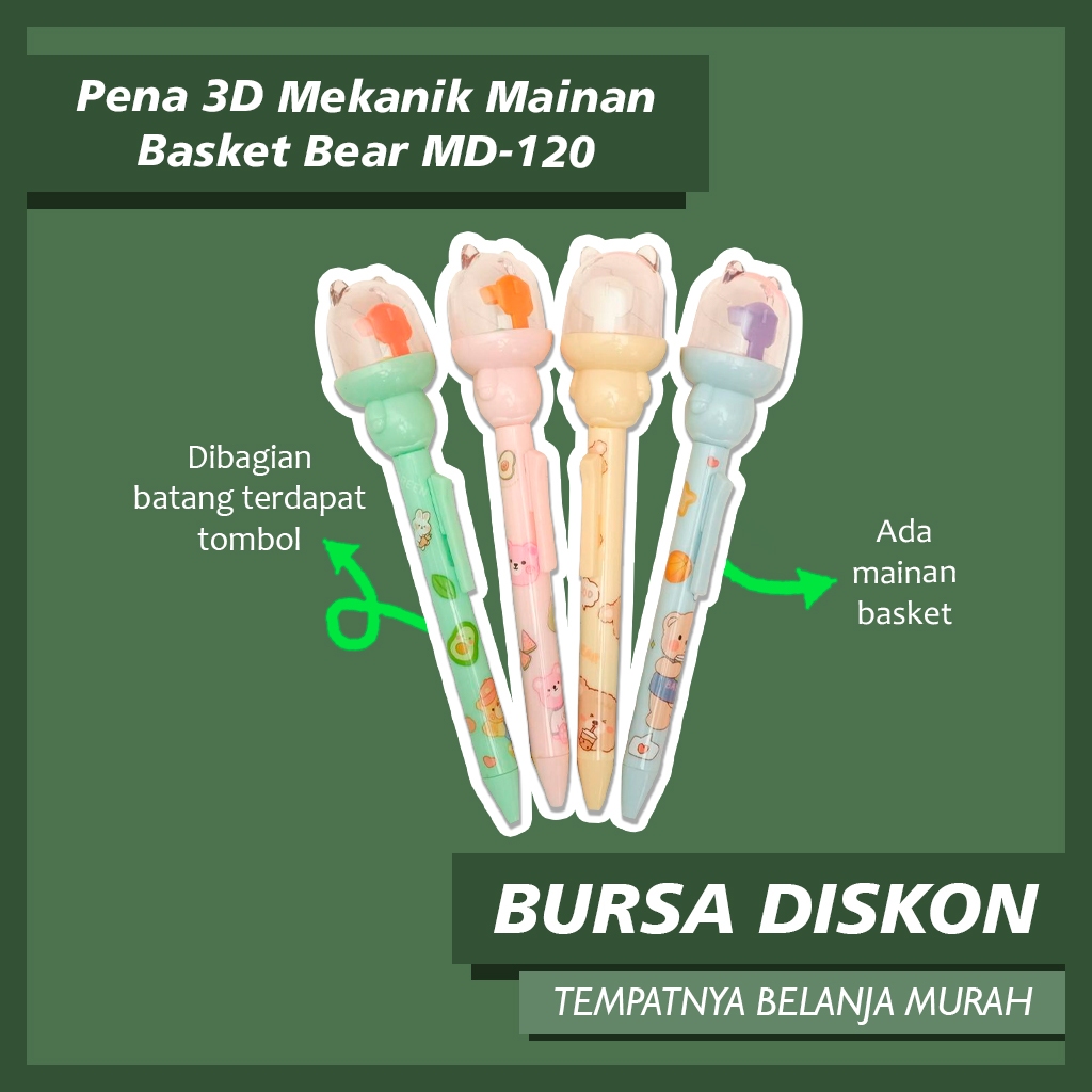 

Pena 3D Mekanik Mainan Basket Bear MD-120 Pulpen Gelpen Pen Bolpen