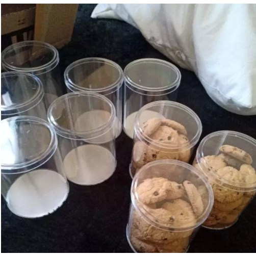 Tabung Mika Alas Kaleng BK Diameter 8 x tinggi 9 cm / 8x9 cm Toples Tabung Mika Kemasan kue kering &