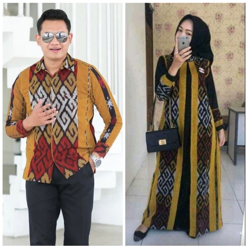 Gamis Tenun - Abaya Tenun - Gamis Abaya - Baju Tenun Couple - Set Couple Tenun - Seragam Muslim