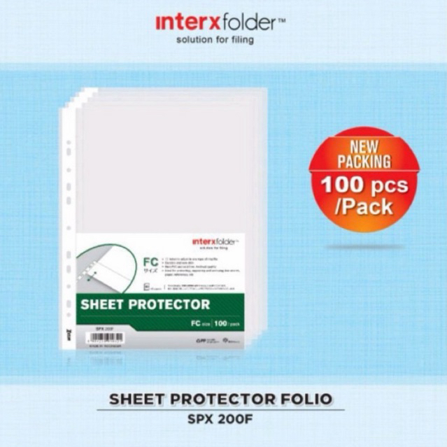 

Sheet Protektor Folio Inter X isi 100 lembar / Plastik FC PP pocket