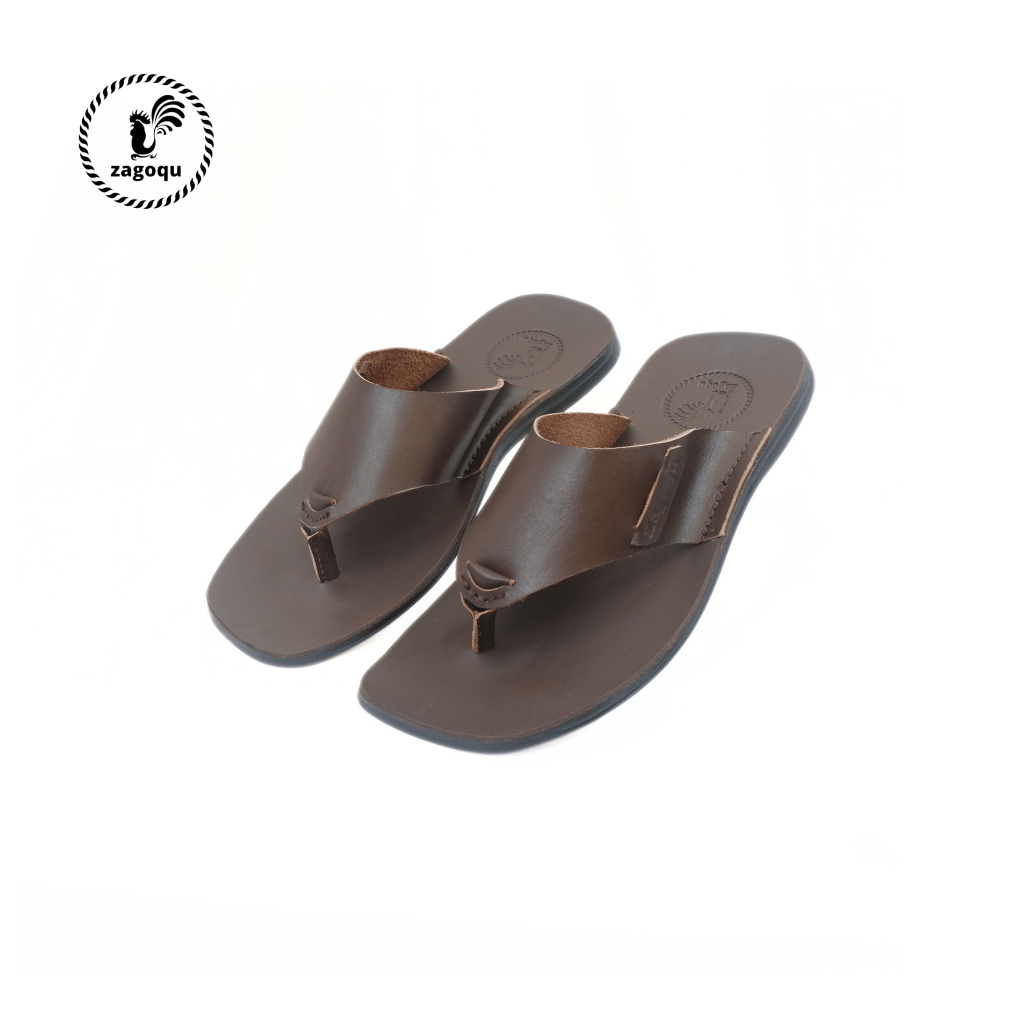 Sandal Pria Terbaru 2024 Sandal  Kasual Kulit asli Zagoqu Model Japit Sandal Kulit pria