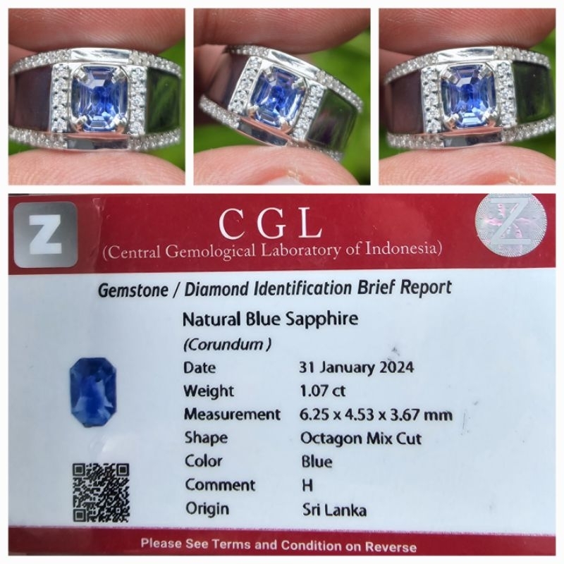 Natural Blue Sapphire Ceylon Srilanka Memo 1.07 crt