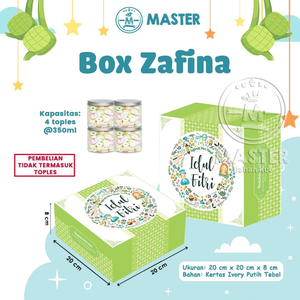 

Box Lebaran Zafina untuk Kue, Roti 20x20x8cm / Dus Idul Fitri [1 lembar]