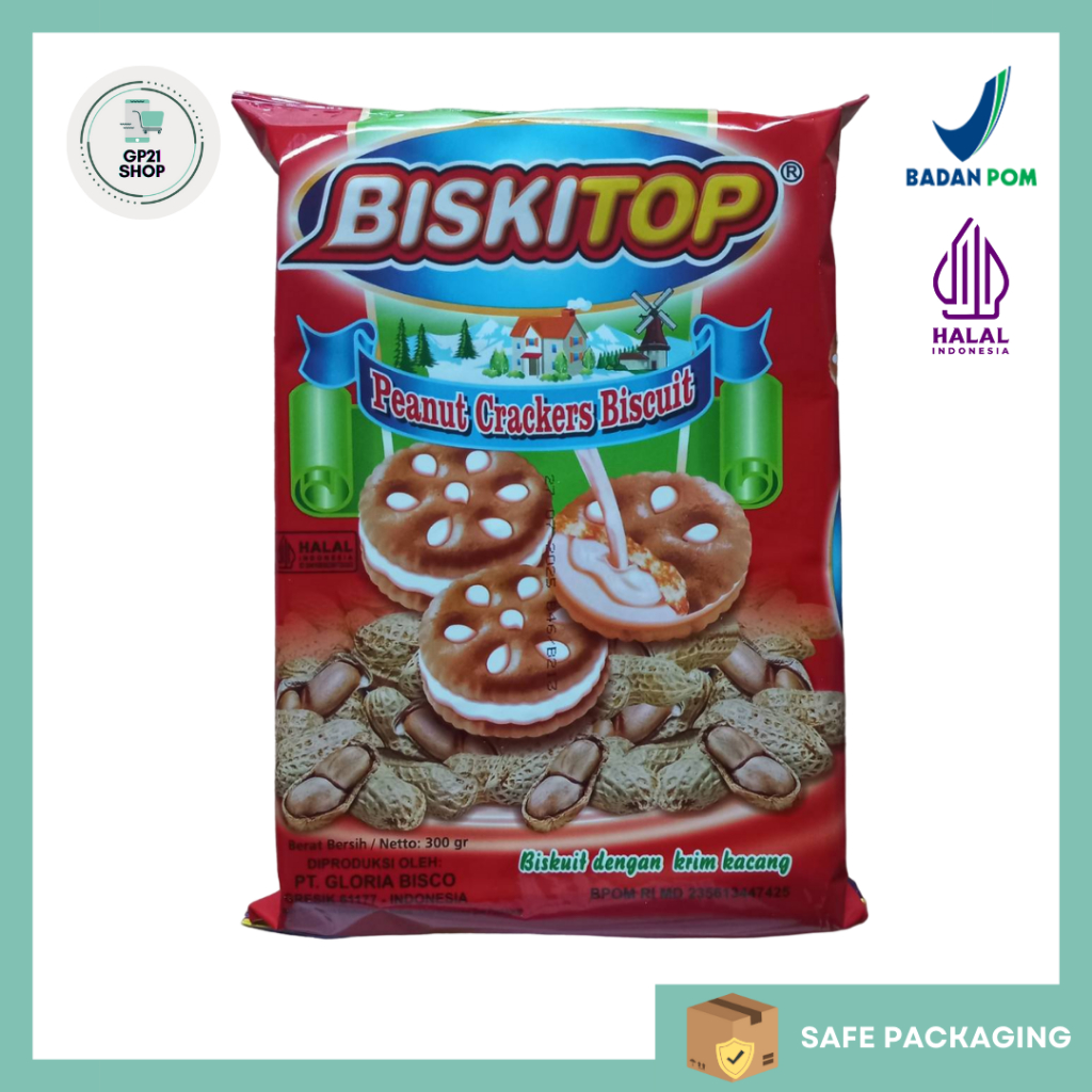 

Sekar_Shop07 Biskitop Peanut Crackers Biscuit 300Gr - Biskuit Krim Kacang Snack Cemilan Enak