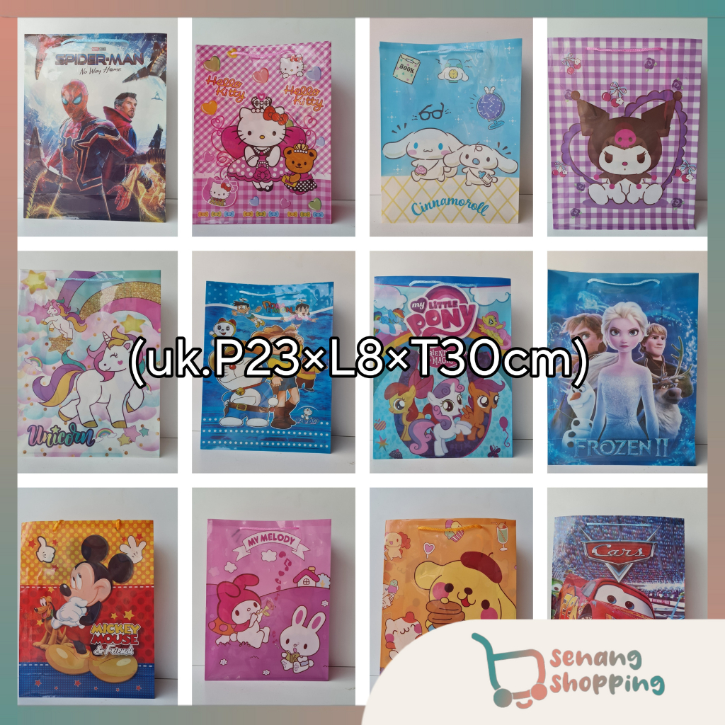 

PAPERBAG Ulang Tahun Anak Frozen Kuromi Cars Mickey Spiderman Cinamorrol Little Pony - RP 1150
