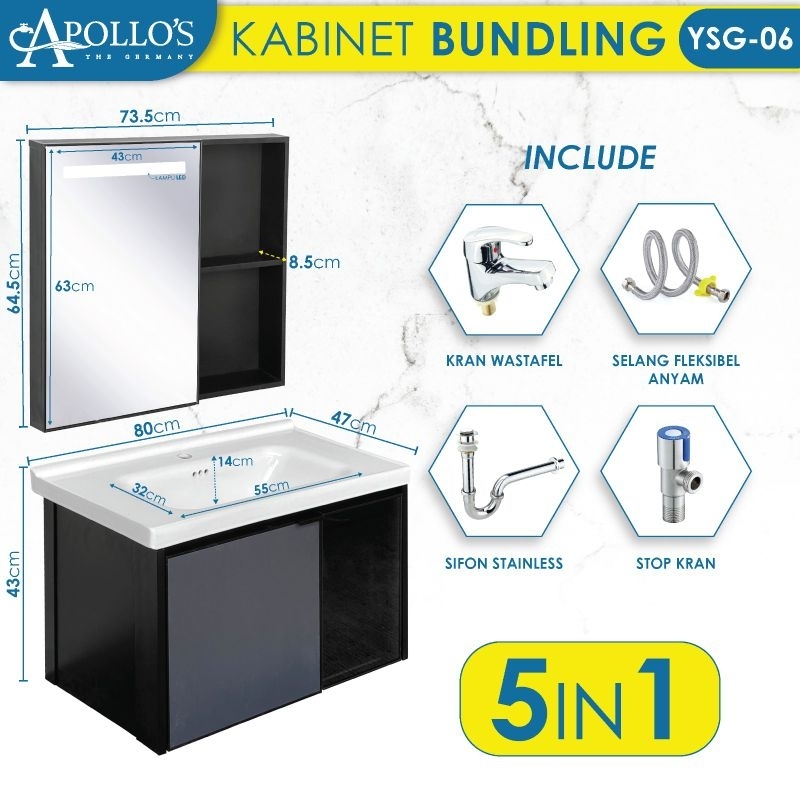 Wastafel kabinet kamar mandi gantung / Wastafel gantung + kaca cermin