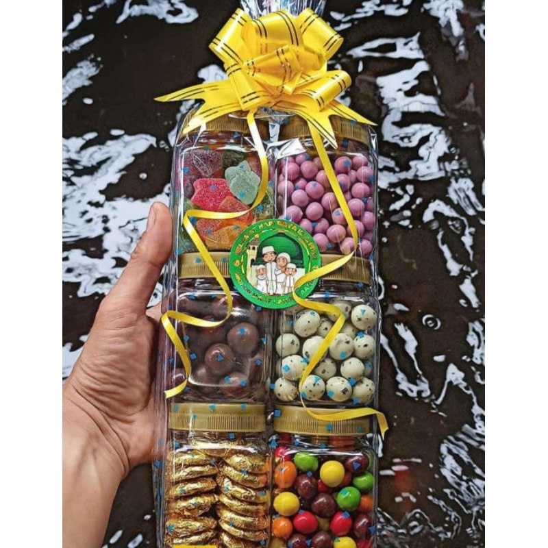 

Paket coklat hadiah Susun 6 Legie kemasan toples jar