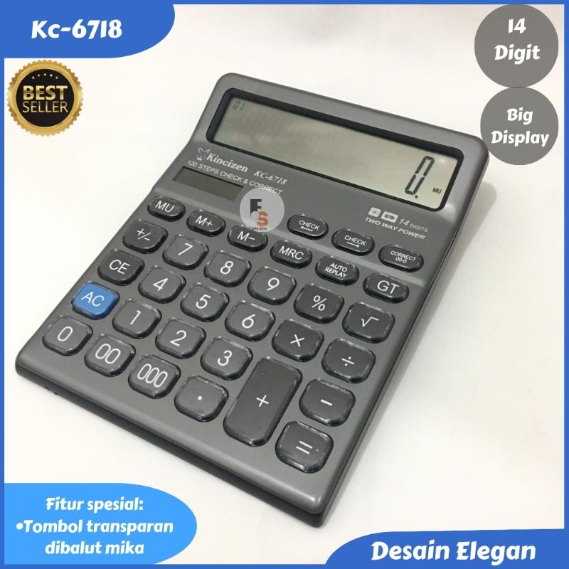 

Kalkulator Calculator Dagang 14 Digit Bagus Big Display Ukuran Layar Besar Type Kc 6718