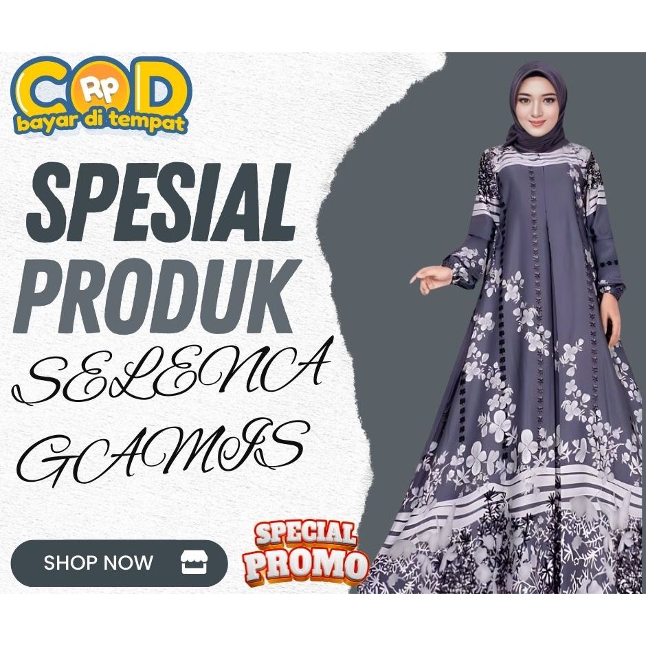 PAKET 100 ribu isi 2 Gamis selena premium lengan kerut, Gamis Kekinian