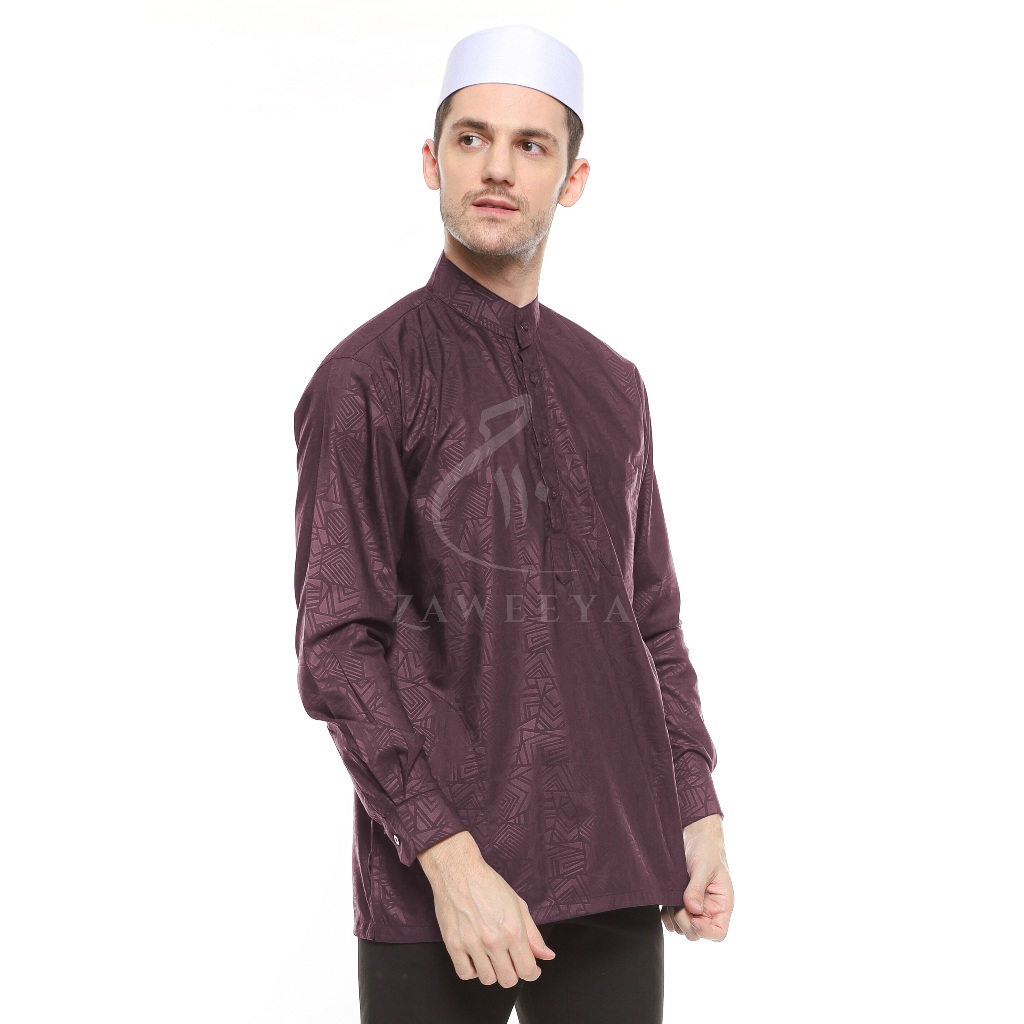 ZAWEEYA Baju Koko Ajmal Series Model Mansur Emboss Polos Warna