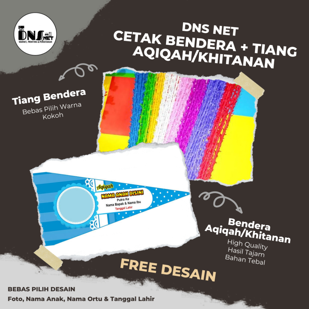 CETAK BENDERA AQIQAH/MARHABAH/TASYAKURAN/KHITANAN FREE DESAIN+BONUS UCAPAN TERIMA KASIH PERMEN